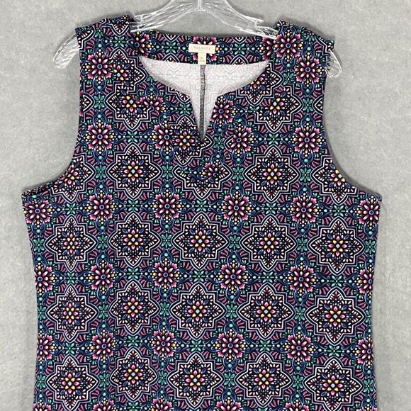 Talbots Dress Women XL Floral Patterned V-Neck Sleevless Multi-color Stretch - Picture 4 of 12